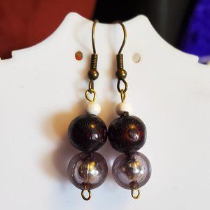 Bronze Hook Glass Bead Dangle Earrings Tony Alexander Jewelry Artisan Fashion